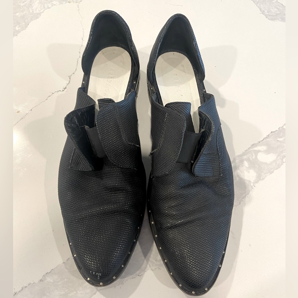 Freda Salvador d’orsay classic black leather flats